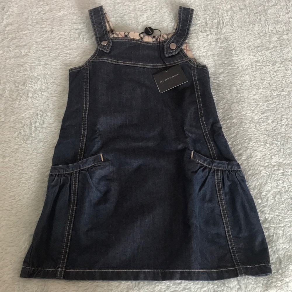 NWT Toddler Burberry Denim Overall Dress